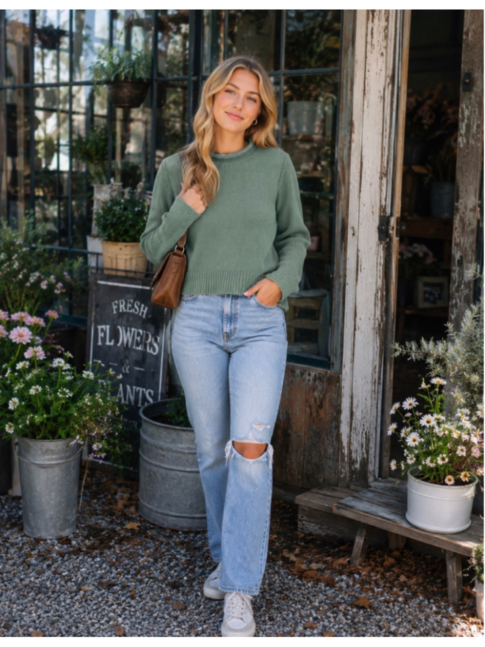 Women's J.Crew Green Crew Neck Sweater Size S